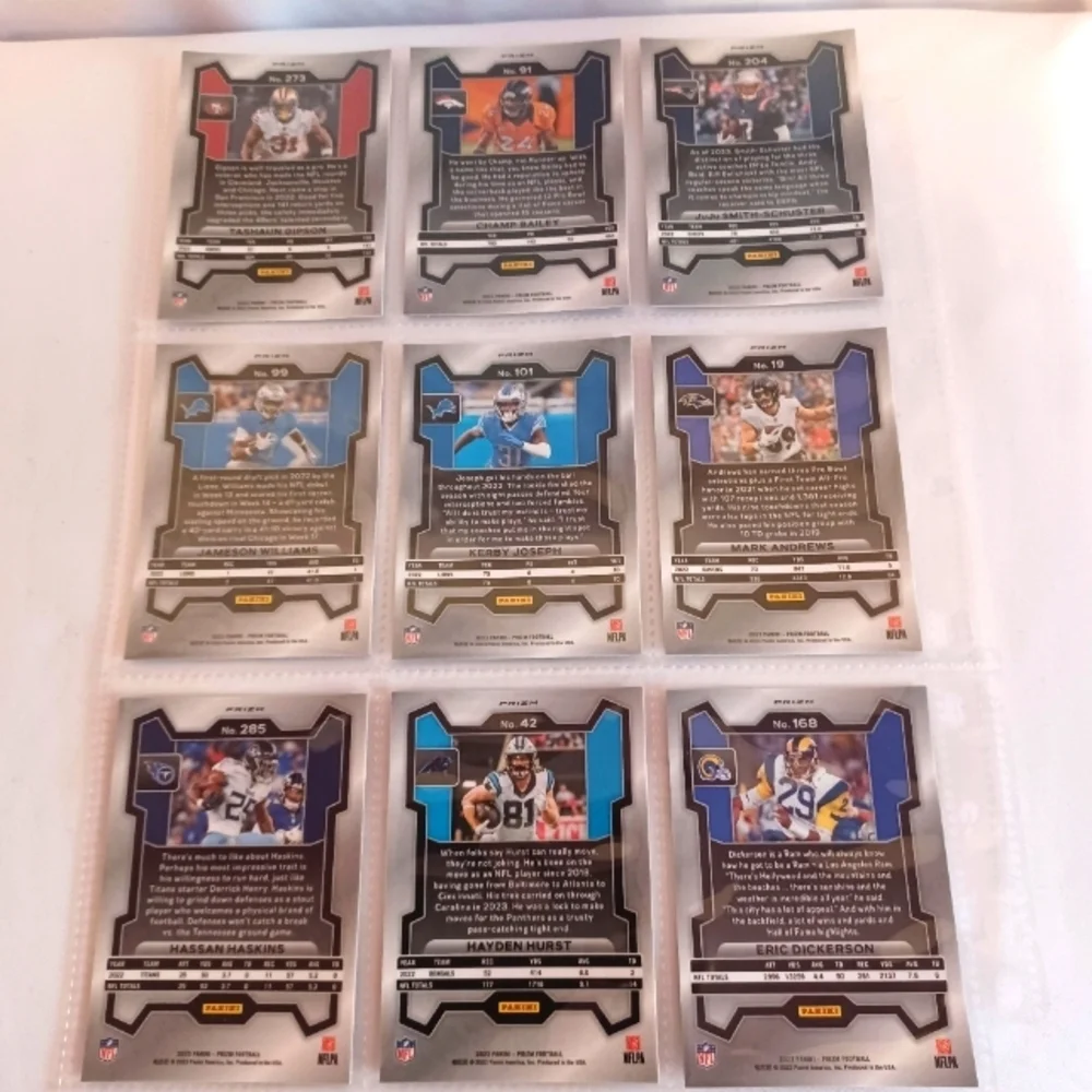 NFL Trading Card Collection RED WHITE & BLUE (9) Card Lot
